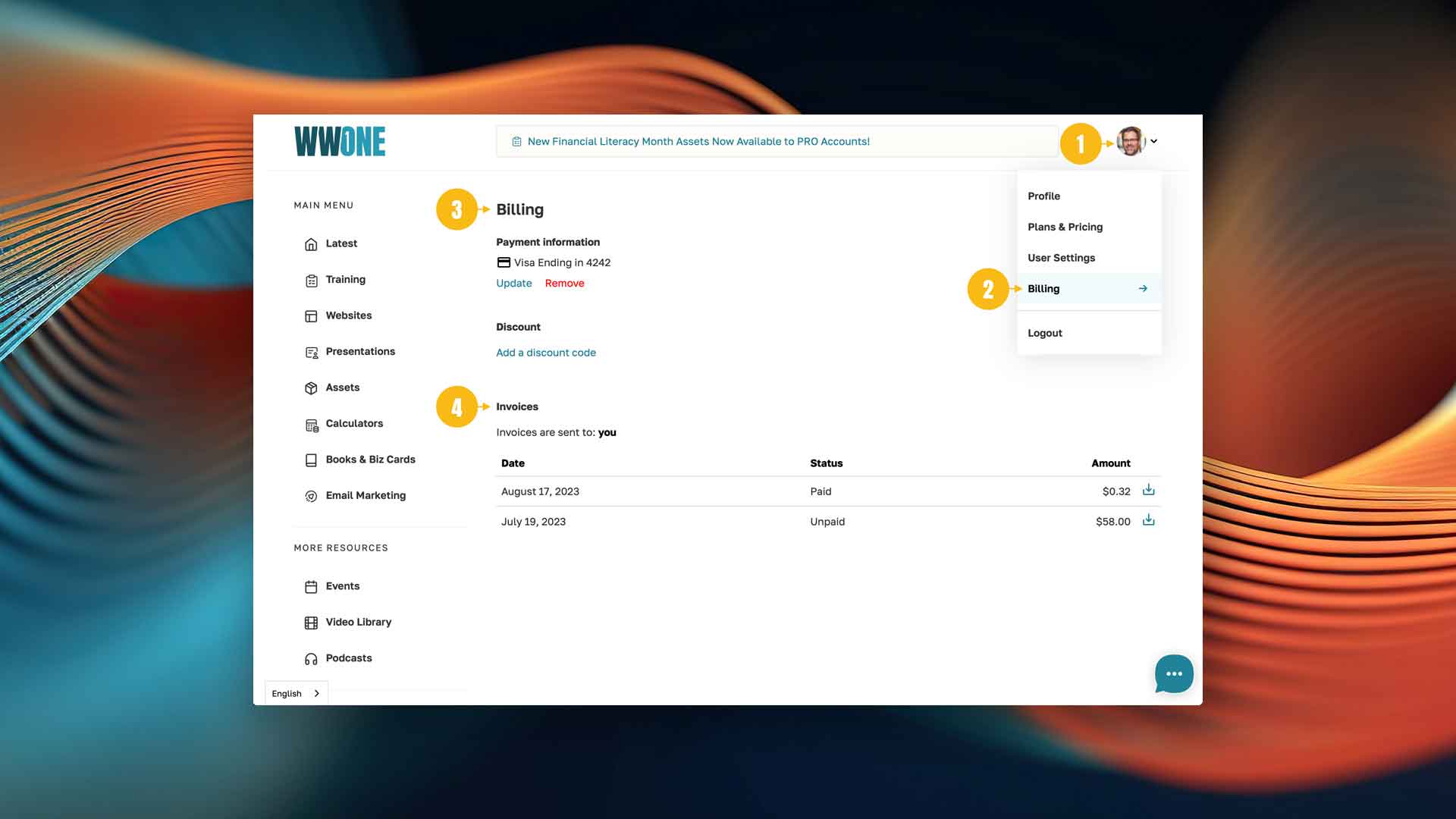 New Billing Features in Your WWONE Account - Payment Info & Invoices