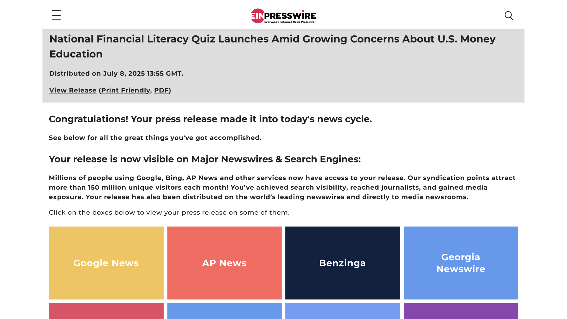 The Financial Literacy Quiz Goes Nationwide